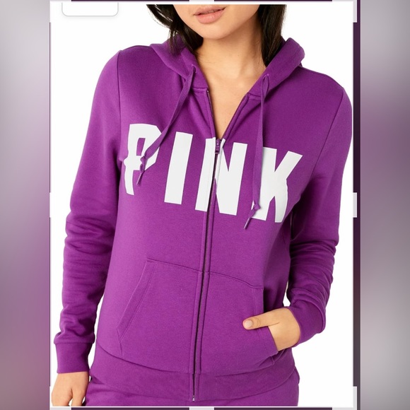 PINK Victoria's Secret Tops - Victoria’s Secret PINK Zip Hoodie in Purple